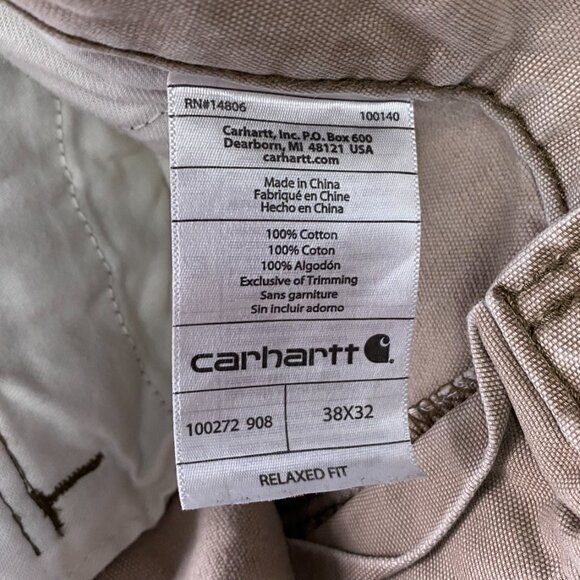 Carhartt Relaxed Fit Cargo Pants Men's 38 x 32 Fits 38 x 30.5 Beige 100272 908 - Picture 9 of 14